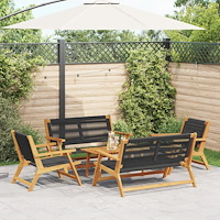 vidaXL Trädgårdsstolar med Bord 5 pcs Svart 90 x 45 x 40 cm
