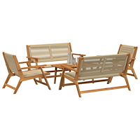 vidaXL Trädgårdsstolar med Bord 5 pcs Beige 90 x 45 x 40 cm