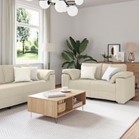 vidaXL Soffa 3+2 med dynor i linnetyg