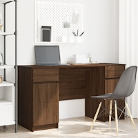 vidaXL Skrivbord Brun Ek 140x49x76 cm Konstruerat trä