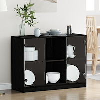 vidaXL Byrå Svart Ek 102x37x75,5 cm Konstruerat Trä