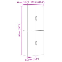 vidaXL Skåp 2 st Svart Ek 69,5x34x180 cm Konstruerat trä