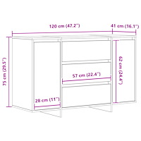 vidaXL Skåp Brun Ek 120x41x75 cm Konstruerat trä