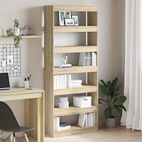 vidaXL Sonoma Ek Bokhylla Sonoma ek Konstruerat trä 80 x 30 x 198 cm