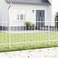 vidaXL Trädgårdsgärde med spetsig topp, vit, 3,4x1,2 m, stål