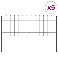 vidaXL Trädgårdsgärde med spetsig topp, grå, 10,2x0,6 m, stål