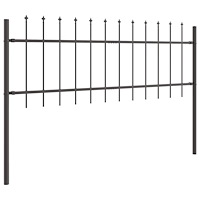 vidaXL Trädgårdsgärde med spetsig topp, grå, 10,2x0,6 m, stål