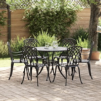 vidaXL Trädgårdsmöbelset 7 pcs Svart Aluminium