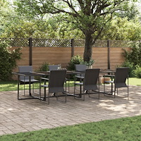 vidaXL Trädgårdsmöbelset 7 pcs Svart Stål