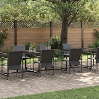 vidaXL Trädgårdsmöbelset 9 pcs Svart Stål