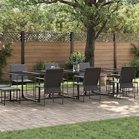 vidaXL Trädgårdsmöbelset 11 pcs Svart Stål