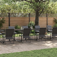 vidaXL Trädgårdsmöbelset 15 pcs Svart Stål