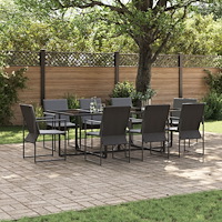 vidaXL Trädgårdsmöbelset 9 pcs Svart Stål
