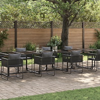 vidaXL Trädgårdsmöbelset 11 pcs Svart Stål