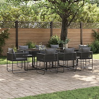 vidaXL Trädgårdsmöbelset 9 pcs Svart Stål
