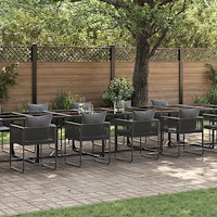 vidaXL Trädgårdsmöbelset 15 pcs Svart Stål