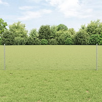 vidaXL Stängsel med stolpe Silver 0,6 x 50 m Stål