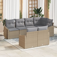 vidaXL Trädgårdsmöbelset med kudde med lagring 7 pcs Beige, ljusgrå