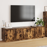 vidaXL TV-bänk med LED Rökt Ek 180x38x49 cm Konstruerat trä