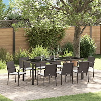 vidaXL Trädgårdsmöbelset 9 pcs Brun Poly rattan