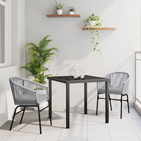 vidaXL Trädgårdsmöbelset 3 pcs Grå Poly rattan