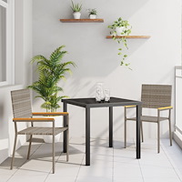 vidaXL Trädgårdsmöbelset 3 pcs Grå Poly rattan