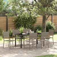 vidaXL Trädgårdsmöbelset 7 pcs Grå Poly rattan