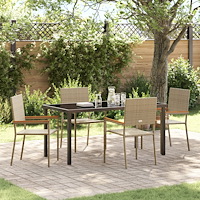 vidaXL Trädgårdsmöbelset 5 pcs Beige Poly rattan