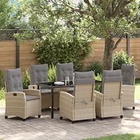 vidaXL Trädgårdsmöbelset 7 pcs Beige konstrotting