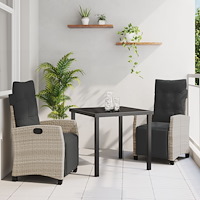 vidaXL Trädgårdsmöbelset 3 pcs Ljusgrå konstrotting