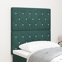 vidaXL Sänggavel Kristallknapp Knappad Mörkgrön 80 cm Sammet, vidaXL Sänggavel Kristallknapp Knappad Mörkgrön 160 cm Sammet