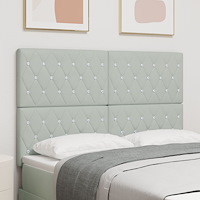 vidaXL Sänggavel med kristallknappar tuftad ljusgrå 140 cm velour