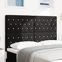 vidaXL sänggavel med kristallknappad knäppning, svart 140 cm sammet