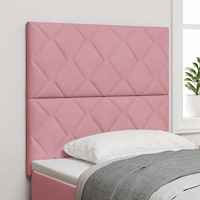 vidaXL Rosa Velvet Sänggavel med Diamantblock Design 100 cm, vidaXL Rosa Velvet Sänggavel med Diamantblock Design 200 cm