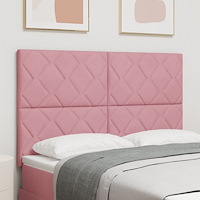 vidaXL Sänggavel med diamantblocksmönster Rosa 140 cm Sammet