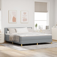 vidaXL Box säng med madrass Ljusgrå 180x200 cm Tyg