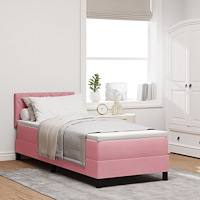 vidaXL Bäddfjäder med huvudgavel Rosa 80 x 200 cm Sammet