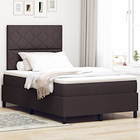 vidaXL Bäddfjäder med madrass med huvudgavel Mörkbrun 120 x 190 cm tyg