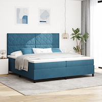 vidaXL Bäddfjäder med huvudgavel Mörkblå 200 x 200 cm Sammet