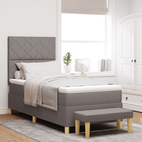 vidaXL Bäddfjäder med madrass med huvudgavel Taupe 100 x 200 cm tyg