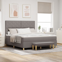 vidaXL Bäddfjäder med huvudgavel Taupe 180 x 200 cm tyg