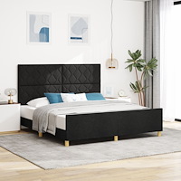 vidaXL Sängram med huvudgavel Svart 180 x 200 cm tyg