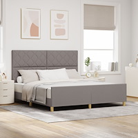 vidaXL Sängram med huvudgavel Taupe 180 x 200 cm tyg