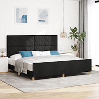 vidaXL Sängram Svart 200x200 cm Tyg