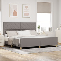 vidaXL Sängram med huvudgavel Taupe 200 x 200 cm tyg