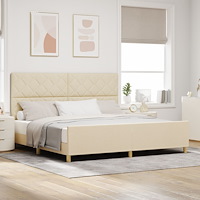 vidaXL Sängram i gräddvit 200x200 cm i tyg