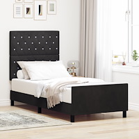 vidaXL Sängram Svart 90x190 cm Sammet