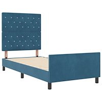 vidaXL Sängram Mörkblå 90x200 cm Sammet