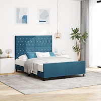 vidaXL Sängram Mörkblå 160x200 cm Sammet