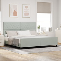 vidaXL Sängram Ljusgrå 200x200 cm Sammet